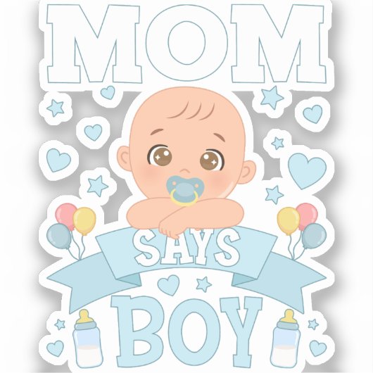 Mama sagt Boy Schwangerschaft Pink oder Blauer Vin Aufkleber (Vorderseite)