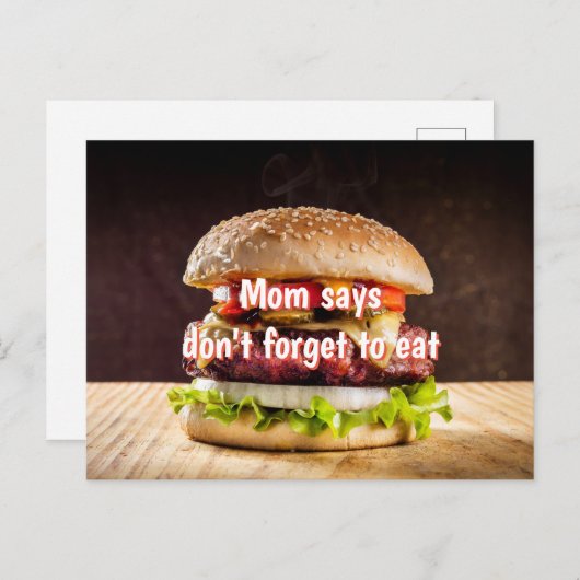 Mama sagt, vergiss nicht zu essen postkarte (Vorne/Hinten)