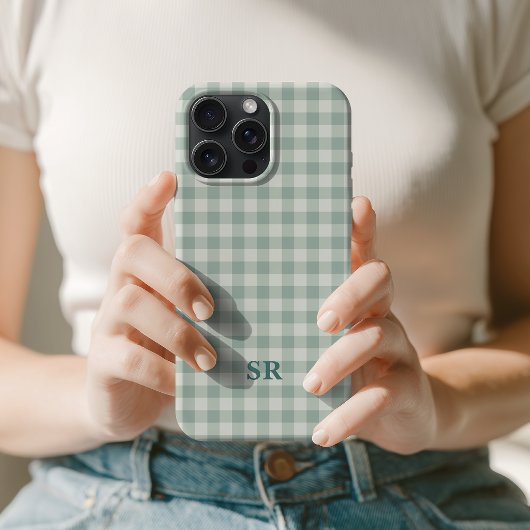 Mama | Salbeigrün kariert Brautjungfer Anfangsbuch iPhone Hülle
