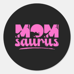 Mama Saurus T-rex Dinosaur Mutter Saurus Family Ma Runder Aufkleber