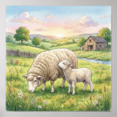 Mama-Schaf und Lamm-Kinderzimmer Poster (Vorne)