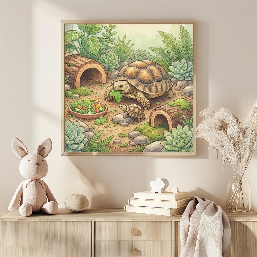 Mama-Schildkröte und Babyzimmer Poster