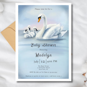 Mama Schwan mit Babys Baby Shower Einladung