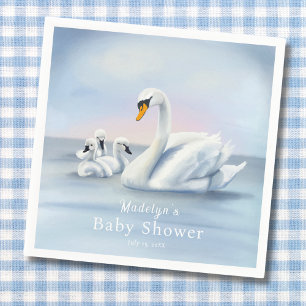 Mama Schwan mit Babys Baby Shower Serviette