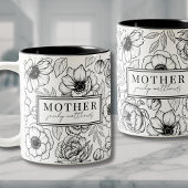 Mama Schwarz-weiß Floral Mutter Zweifarbige Tasse