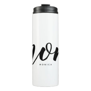 Mama Schwarz-Weiß-Minimalist-Thermal-Tumbler Thermosbecher