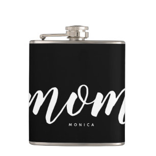 Mama Schwarz-Weiß-Minimalistische Vinyl-Wrapped Fl Flachmann