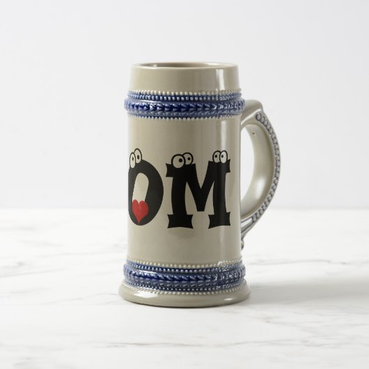 Mama Schwarz-weißer Text Rotes Herz Liebe Stein Ta Bierglas (VorderseiteRechts)