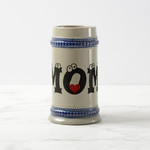 Mama Schwarz-weißer Text Rotes Herz Liebe Stein Ta Bierglas