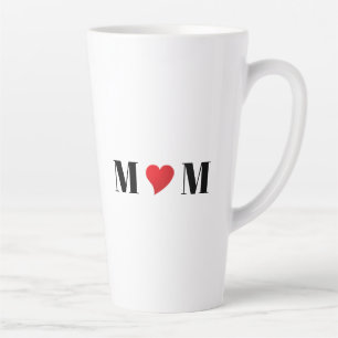 Mama Schwarz-weißes rotes Herz Moderne Typografie Milchtasse