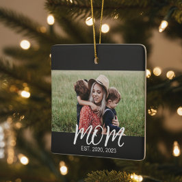 Mama Schwarz-weißes Skript-Foto eingerichtet Keramikornament