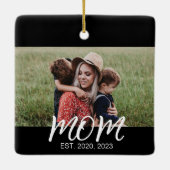 Mama Schwarz-weißes Skript-Foto eingerichtet Keramikornament (Rückseite)