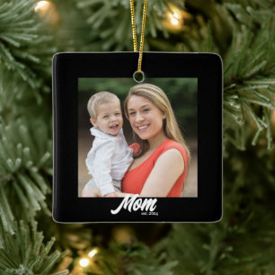 Mama Schwarz-weißes Skript-Foto eingerichtet Keramikornament