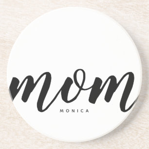 Mama Schwarzweiß-Minimalistisch Sandstein Unterset Getränkeuntersetzer