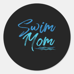 Mama schwimmen Funny Niedliches Geschenk Runder Aufkleber