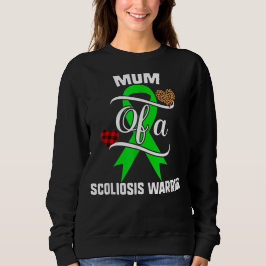 Mama Scoliose Bewusstsein Leopard Buffalo Kariert Sweatshirt (Vorderseite)