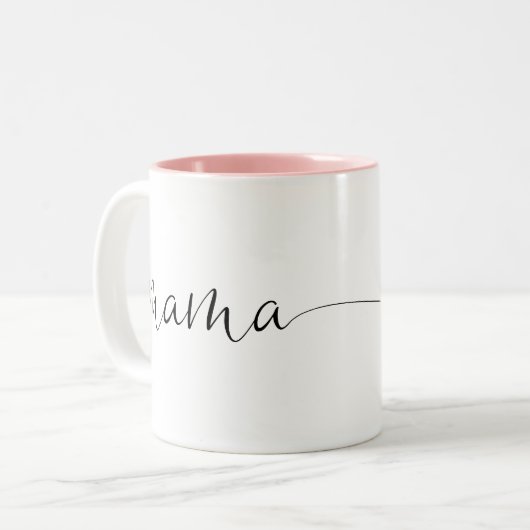 Mama Script Heart | Mama Geschenk Einfach Personal Zweifarbige Tasse (Vorderseite Links)