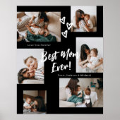 Mama-Script-Typografie 6-Foto-Collage in Schwarz Poster (Vorne)