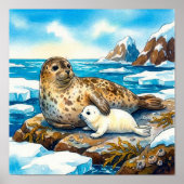 Mama Seal and Pup Nursery Poster (Vorne)