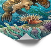 Mama-Seelöwe und Kinderkrippe Poster (Ecke)