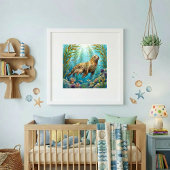 Mama-Seelöwe und Kinderkrippe Poster