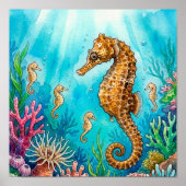 Mama-Seepferdchen und Kinderkrippe Poster (Vorne)