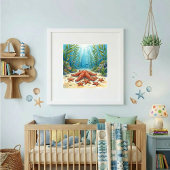 Mama Seestern und Babys Kinderkrippe Poster