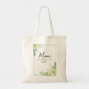 Mama seit personalisiertem Jahr Florales handgesch Tragetasche