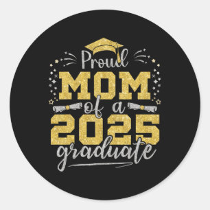 Mama Senior 2025 Proud-Mama eines Cl von 2025 Grad Runder Aufkleber