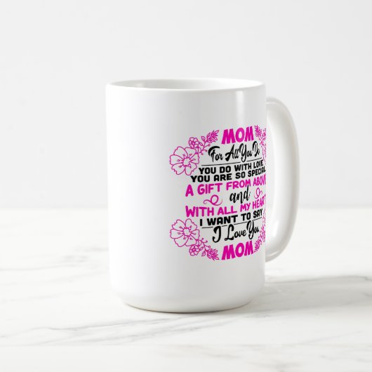 Mama Sentiment Wort Kunst Kaffee Tasse (VorderseiteRechts)