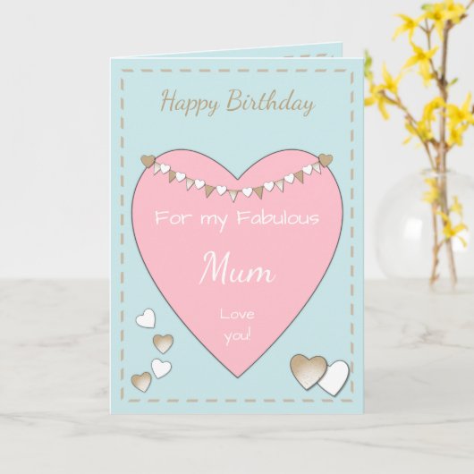 Mama Shabby Chic Rosa Geburtstag Karte (Gelbe Blume)