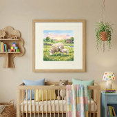 Mama Sheep and Lamb Nursery Poster