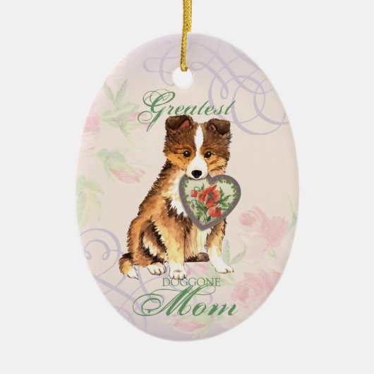 Mama Sheltie Keramik Ornament (Vorne)