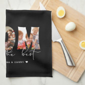 Mama Sie sind die beste Quote Schwarz Foto Collage Geschirrtuch (Viertel Falte)