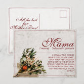 Mama - simply irreplaceable - Bouquet Feiertagspostkarte (Vorne/Hinten)