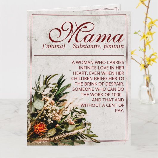 Mama - simply irreplaceable - Bouquet Karte (Gelbe Blume)