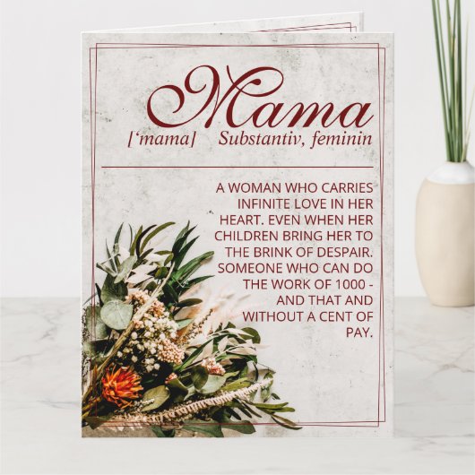 Mama - simply irreplaceable - Bouquet Karte (Vorderseite)