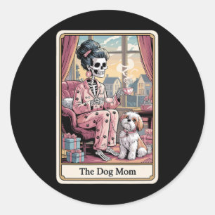 Mama Skeleton Tarot Card Funny Pate Lover Me Runder Aufkleber