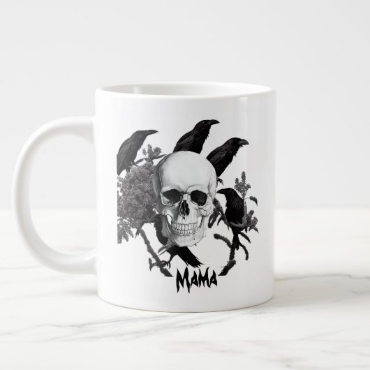 Mama Skull and Crows Halloween Jumbo Tasse (Links)