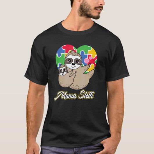 Mama Sloth Autism Awareness T-Shirt (Vorderseite)
