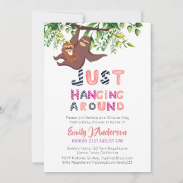 Mama SLOTH einfach nur um Pink Baby Girl herumhäng Einladung