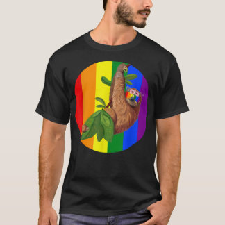 Mama Sloth LGBT Funny Rainbow Sunglasses Sloth Lov T-Shirt