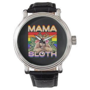Mama Sloth LGBTQ Rainbow Flag Gay Pride Ally Gay Armbanduhr