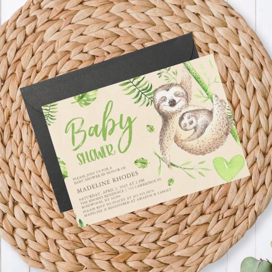 Mama Sloth und Baby Sloth Baby Show Einladung