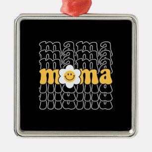Mama Smiley Daisy Retro Ornament Aus Metall