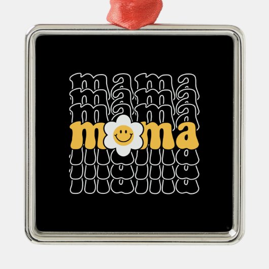 Mama Smiley Daisy Retro Ornament Aus Metall (Vorne)