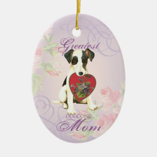 Mama Smooth Fox Terrier Keramik Keramik Ornament