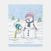 Mama Snowman Kid Cry Whimsistisches Medium Fleecedecke (Vorderseite)