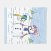 Mama Snowman Kid Cry Whimsistisches Medium Fleecedecke (Vorderseite (Horizontal))