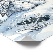 Mama Snowy Owl and Owlets Nursery Poster (Ecke)